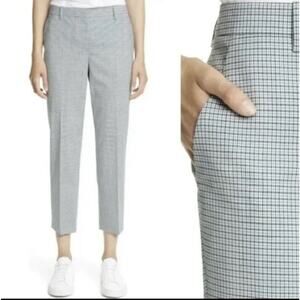 Theory TREECA 4 Blue/Black Tapered Plaid Professional Ankle Pants‎ New Sz 8